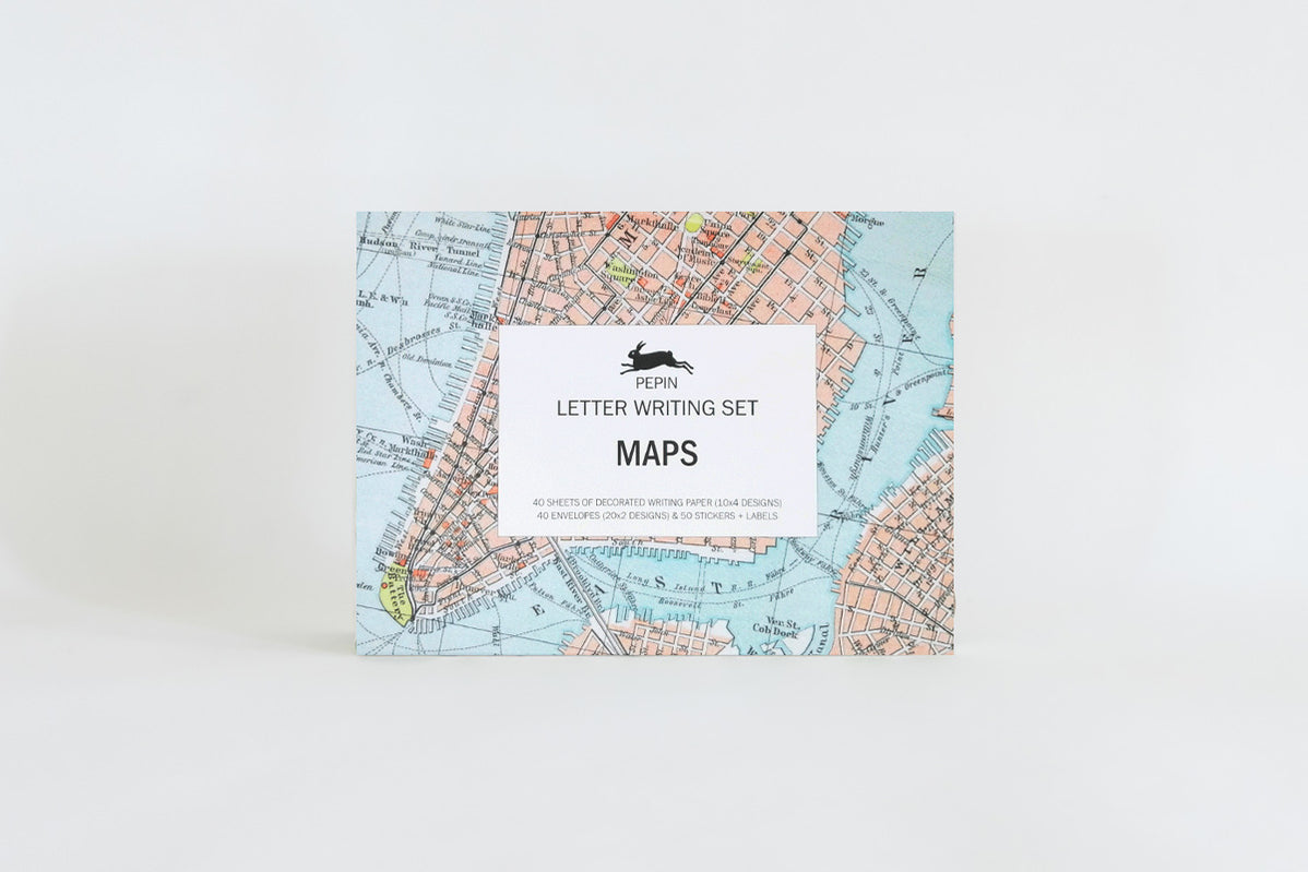 PEPIN PRESS Letter Writing Set Maps Phidon Pens